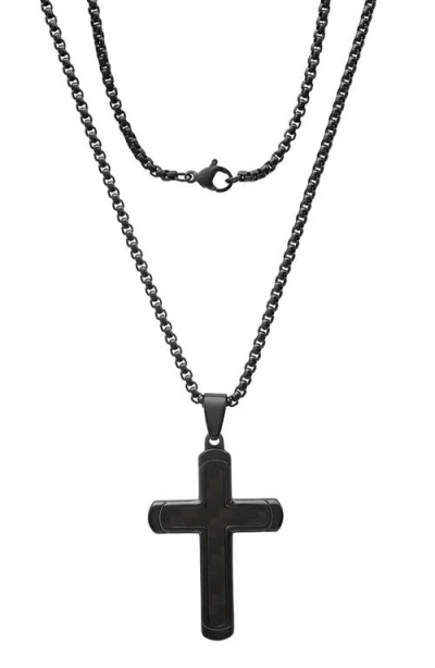 Hmy Jewelry Black Stainless Steel Cross Pendant Necklace In Black