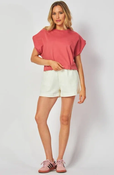 Bluegrey Button Back Cuffed Short Sleeve Top In Pink
