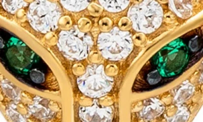 Suzy Levian White Sterling Silver Cubic Zirconia Panther Stud Earrings In Gold