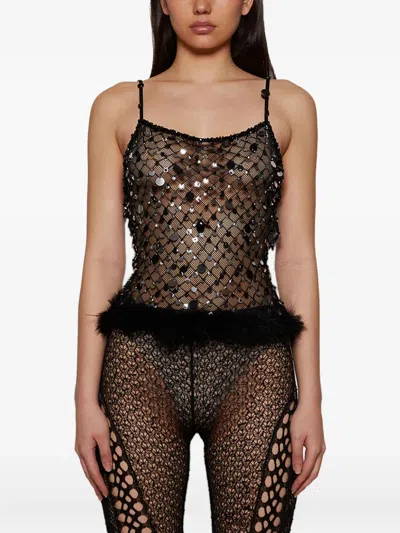 Roberta Einer Sequin-embellished Top In Black