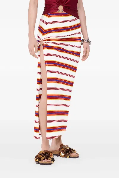 Rabanne Embellished Striped Stretch-jersey Maxi Skirt In Multi