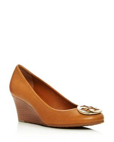 Shop Tory Burch Sally Wedge Pumps In Royal Tan/gold
