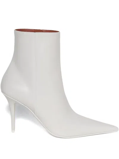 Amina Muaddi Ankle Boots Barbara 90 Aus Leder In Weiss