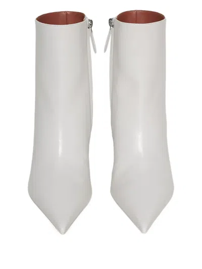 Amina Muaddi Ankle Boots Barbara 90 Aus Leder In Weiss