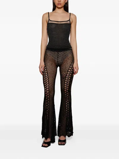 Roberta Einer Crochet Flared Trousers In Black