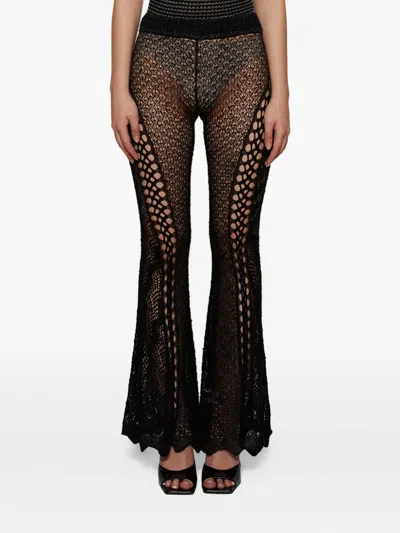 Roberta Einer Crochet Flared Trousers In Black