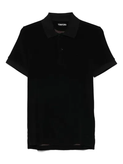 Tom Ford Mens Black Short-sleeve Lyocell-cotton Piquet Polo Shirt