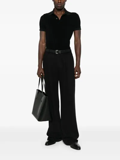 Tom Ford Mens Black Short-sleeve Lyocell-cotton Piquet Polo Shirt