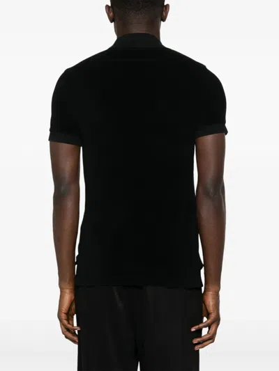 Tom Ford Mens Black Short-sleeve Lyocell-cotton Piquet Polo Shirt