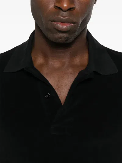 Tom Ford Mens Black Short-sleeve Lyocell-cotton Piquet Polo Shirt