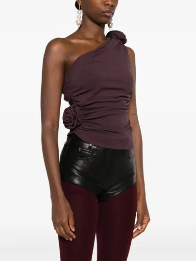 Magda Butrym One-shoulder Jersey Top In Brown