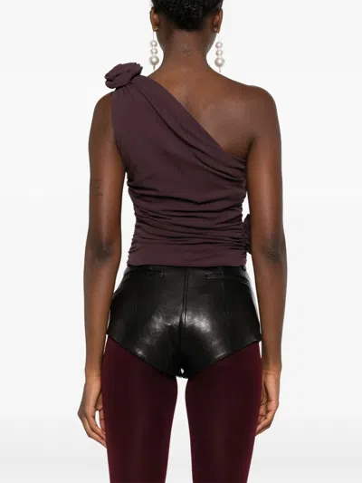 Magda Butrym One-shoulder Jersey Top In Brown