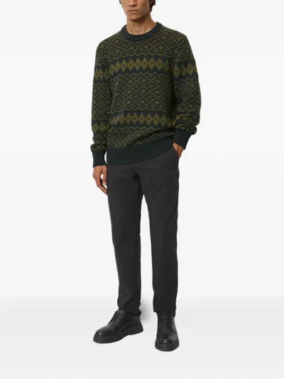Marc O'polo Patterned Crew-neck Sweater In Blue