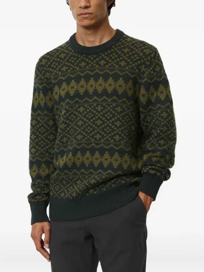 Marc O'polo Patterned Crew-neck Sweater In Blue