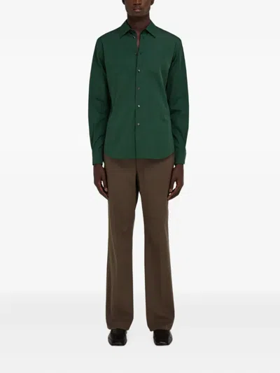 Ferragamo Micro-patterned Shirt In Green