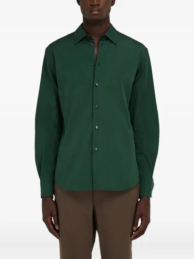 Ferragamo Micro-patterned Shirt In Green