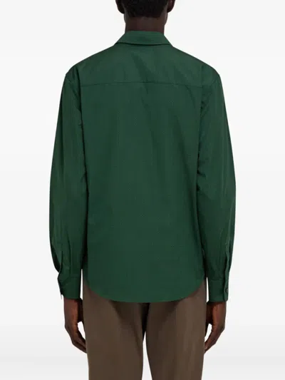 Ferragamo Micro-patterned Shirt In Green