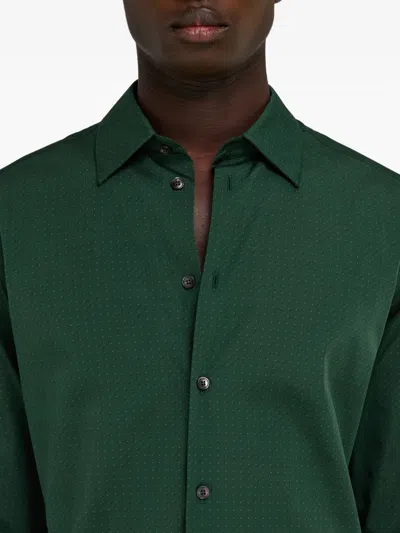Ferragamo Micro-patterned Shirt In Green