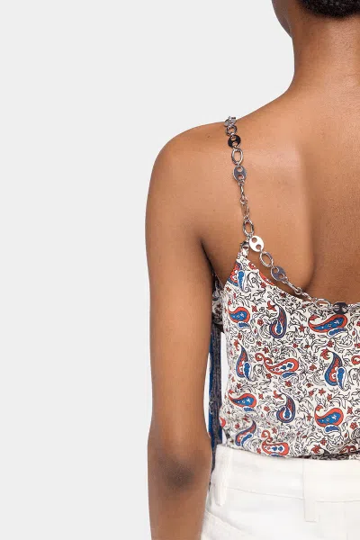 Rabanne Paisley-print Satin Top In Bandana Cream In Blue