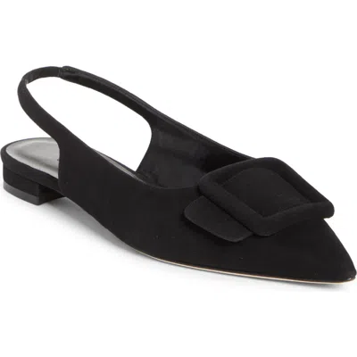 Manolo Blahnik Maylura Buckle Pointed Toe Slingback Flat In Multi