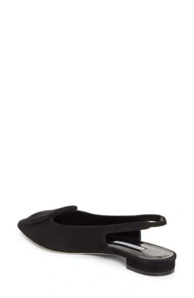 Manolo Blahnik Maylura Buckle Pointed Toe Slingback Flat In Multi