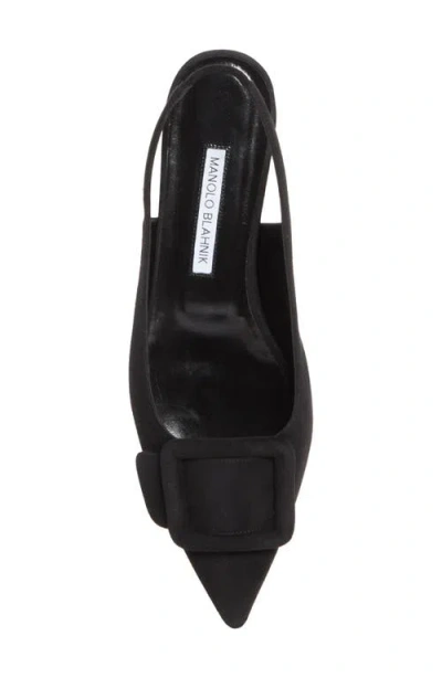 Manolo Blahnik Maylura Buckle Pointed Toe Slingback Flat In Multi
