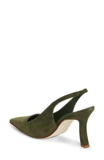 Manolo Blahnik Moirasli Pointed Toe Slingback Pump In Green