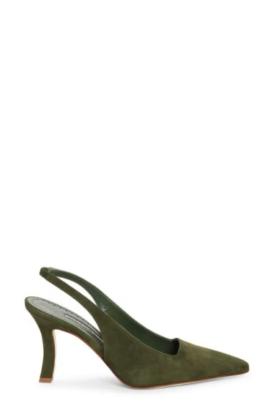 Manolo Blahnik Moirasli Pointed Toe Slingback Pump In Green