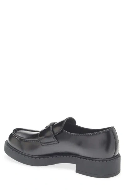 Prada Loafers Brushed Leather Elastic Gusset In Black