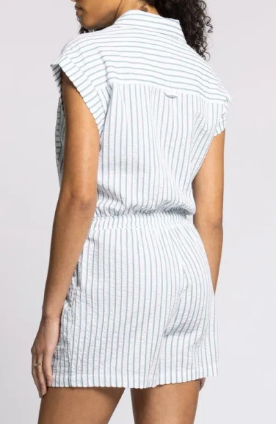 Thread & Supply Marina Stripe Cotton Romper In Blue