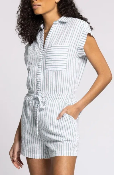 Thread & Supply Marina Stripe Cotton Romper In Blue