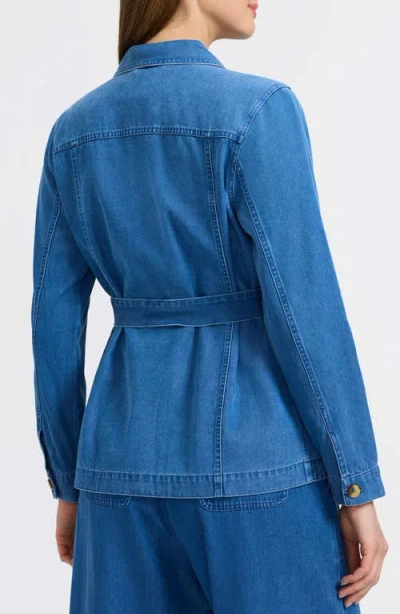 Foxcroft Stella Belted Denim Utility Jacket In Blue
