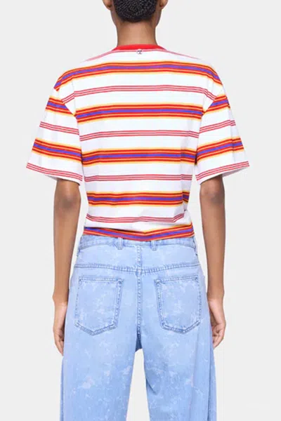 Rabanne Embellished Striped Cotton-blend Jersey T-shirt In Multi