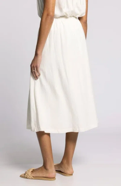 Thread & Supply Lydia Pleated Linen Blend Midi Skirt In White