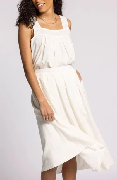 Thread & Supply Lydia Pleated Linen Blend Midi Skirt In White