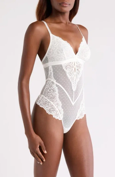 Hunkemoller Hunkemöller Posie Mesh & Lace Bodysuit In Yellow