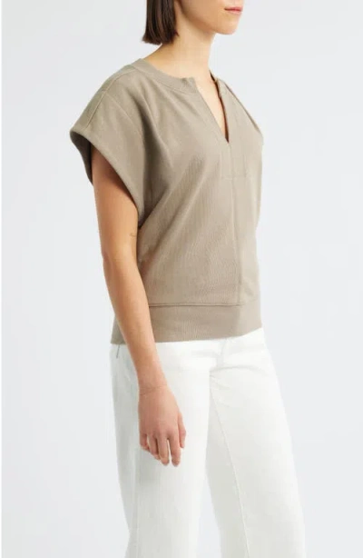 Wit & Wisdom Extended Shoulder Notch Neck Top In Gray