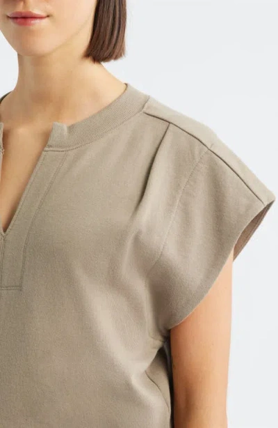 Wit & Wisdom Extended Shoulder Notch Neck Top In Gray