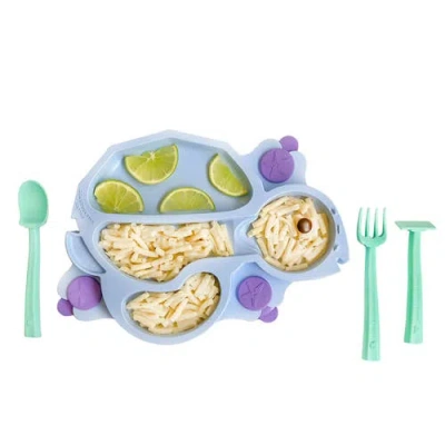 Constructive Eating Turtle Theme Divided Suction Training Plate And Utensils For Kids And Toddlers
