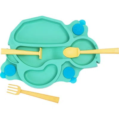 Constructive Eating Turtle Theme Divided Suction Training Plate And Utensils For Kids And Toddlers
