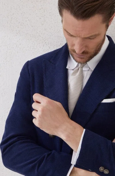 Brunello Cucinelli Silk Chevron Stripe Tie In Gray