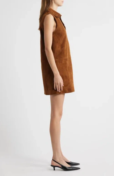 Frame The Suede City Shift Mini Dress In Brown