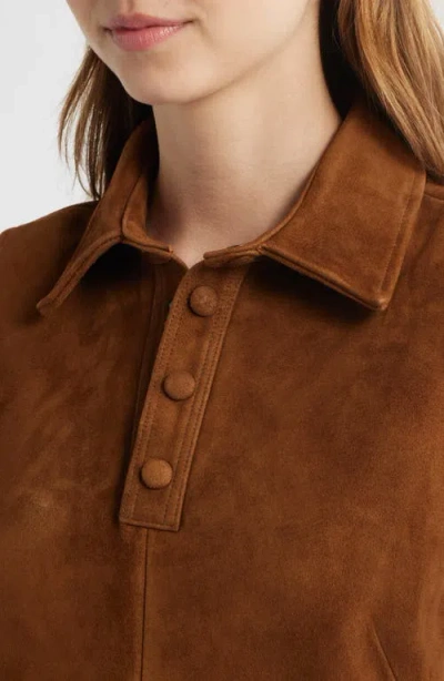 Frame The Suede City Shift Mini Dress In Brown