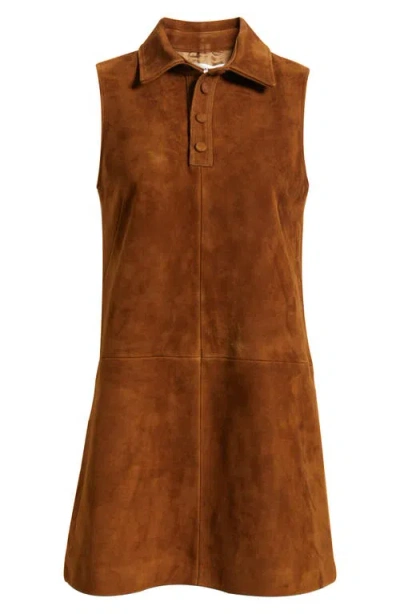 Frame The Suede City Shift Mini Dress In Brown