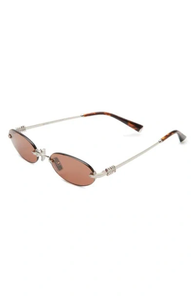 Miu Miu 51mm Oval Rimless Sunglasses In Brown