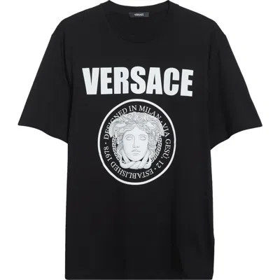 Versace T-shirt With Logo In Black