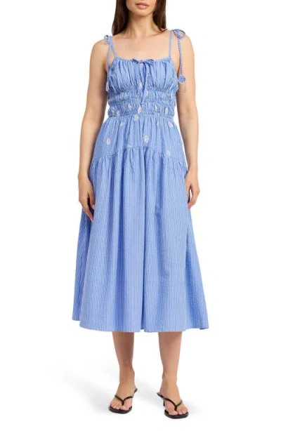 En Saison Amelie Embroidered Stripe Sundress In Multi