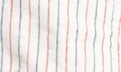 Thread & Supply Lydia Stripe Short Sleeve Linen Blend Button-up Shirt In Neutral