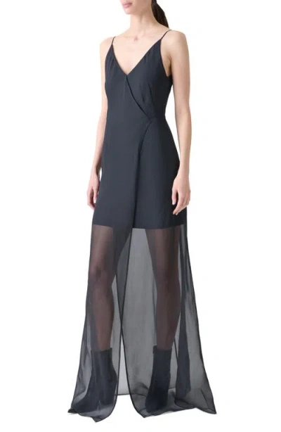 Akris Silk Panama Overlayer Gown In Black