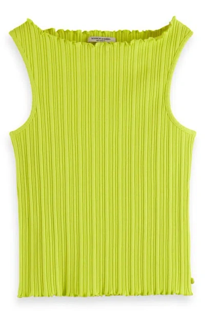 Scotch & Soda Lettuce Edge Rib Tank In Green